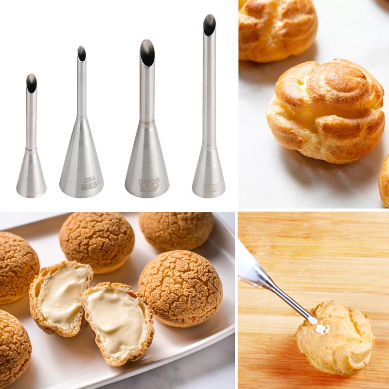 MRF 4PCS puffs cream nozzle stainless steel cake decorating nozzle pastry decorating nozzle baking supplies cupcakes
