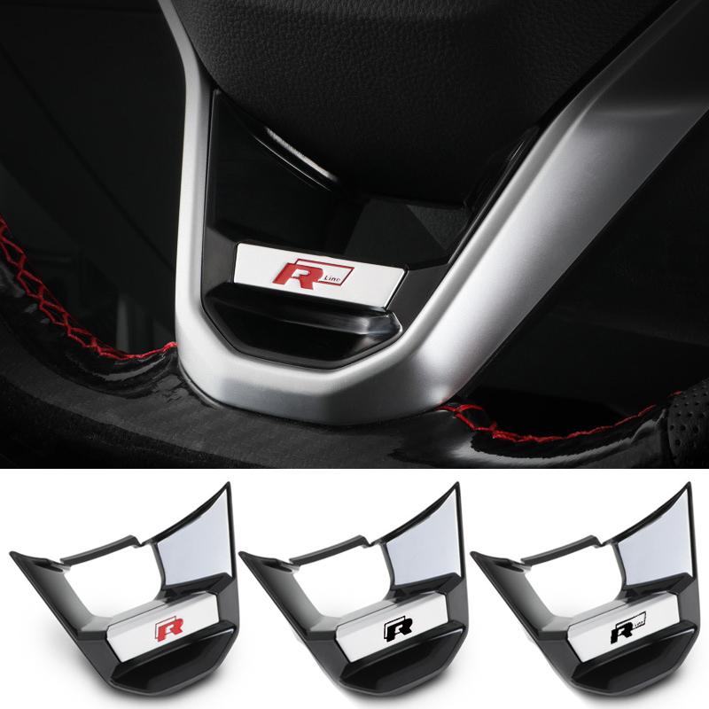 DOG1 ABS Car Badge Steering Wheel Sticker for Volkswagen VW RLINE POLO Golf MK4 Tiguan Passat MAGOTAN 4MOTION Jetta Touran