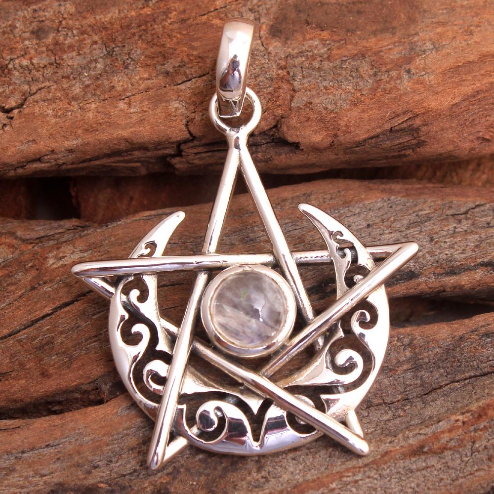 Сердолик Ларимар Кианит Зеленый Оникс Лунный Камень Звезда и Луна Подвеска Стерлингового Серебра 925 Ювелирные Изделия Ручной Работы