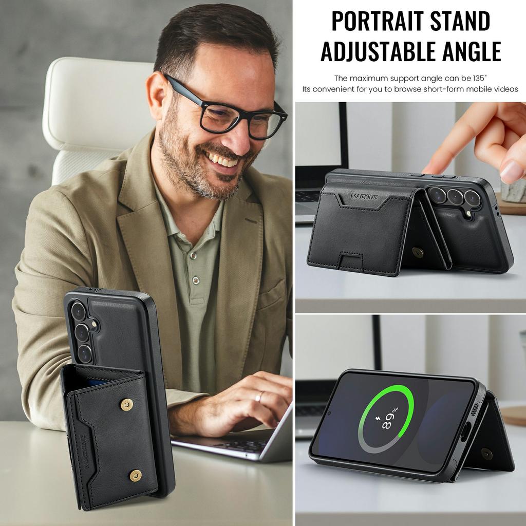 MAGKING K4 Series For Samsung Galaxy S24 FE Magnetic Case Detachable Wallet PU TPU PC Phone Cover