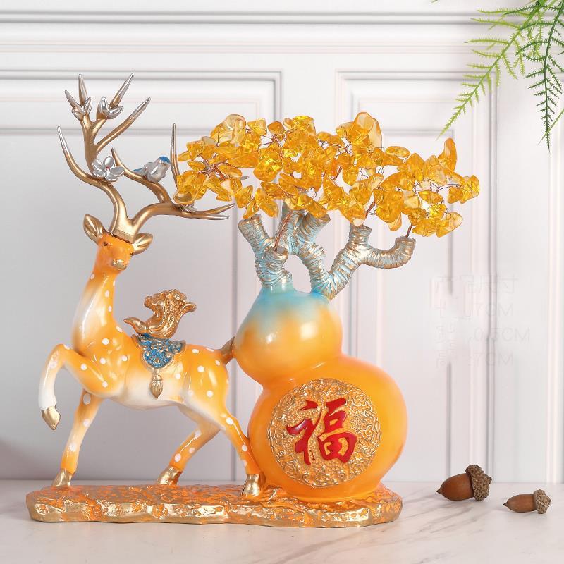 Кристальное Денежное Дерево Счастливая Тыква Яблоко Лось Олень Полимерная Фигурка Украшение для Дома Фойе Гостиной Мебель Ремесла Офис Настольное Украшение