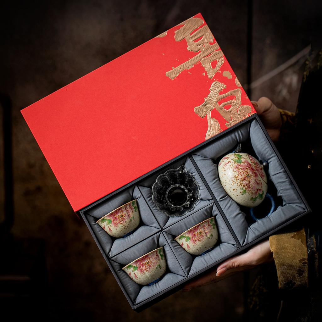 Chinese Kung Fu tea set, teapot teacup, one pot and four cups set, high-end birthday gift for elders and teachers