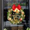 Yousheng Christmas Window Clings Large Christmas Wreath Decals with Bow Bells Balls Xmas Static Stickers for Glass Holiday Home Office Stores Decor