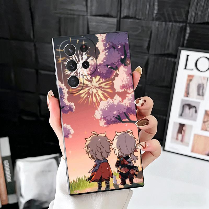 Genshin Impact Kazuha Soft Phone Case for Samsung Galaxy S26 S25 Edge S24 Ultra S23 Plus S22 S21 FE S20 Black Cover Back Shell