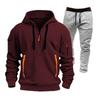 Men's Winter Fleece Multi-pocket Zipper Sweatshirt Suit Personalized Casual Hoodie Suit