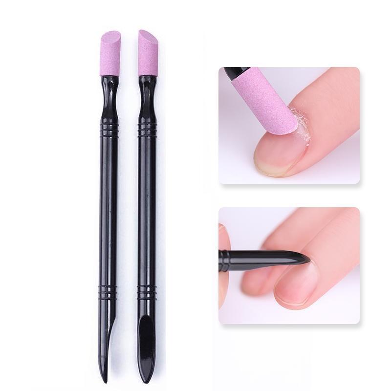 Эргономичный инструмент для маникюра - Удалитель ороговевшей кожи и пушер для кутикулы с мягкими резиновыми наконечниками