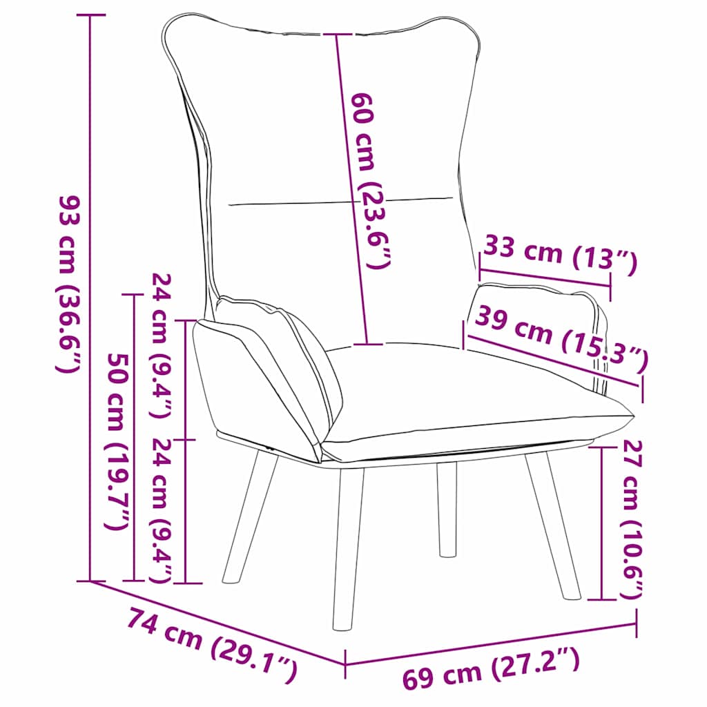 Armchair Burgundy 69 x 74 x 93 cm Fabric and Plywood