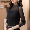 Half Turtleneck Bottoming Shirt Women's Long-sleeved Spring Women's Bright Silk Inner Mesh T-shirt Top