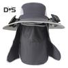 Wide Brim Sun Hat with 2 Solar Fan UV Protection Bucket Hat with Neck Flap And Face Guard 3 Speed Adjustable Fan Hat for Outdoor Fishing Camping