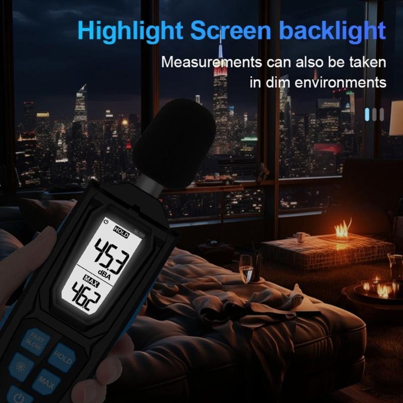 Easy Carry  Decibel Noise Meter 30 to 130dB ranges  with Data Retention Handheld Sonometer Simple for Home & Professional Use