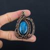 Neon Blue Apatite Gemstone Pendant 999 Copper Wire Wrapped Jewelry, Handmade Antique Pendant Jewelry, Gift For Mother