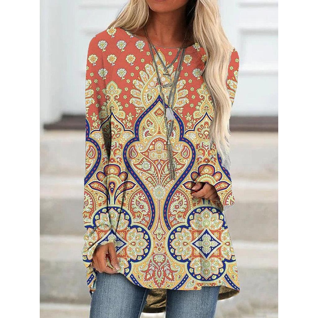 Женская футболка больших размеров с длинным рукавом и 3D принтом, весенне-осенняя повседневная свободная верхняя одежда с круглым вырезом