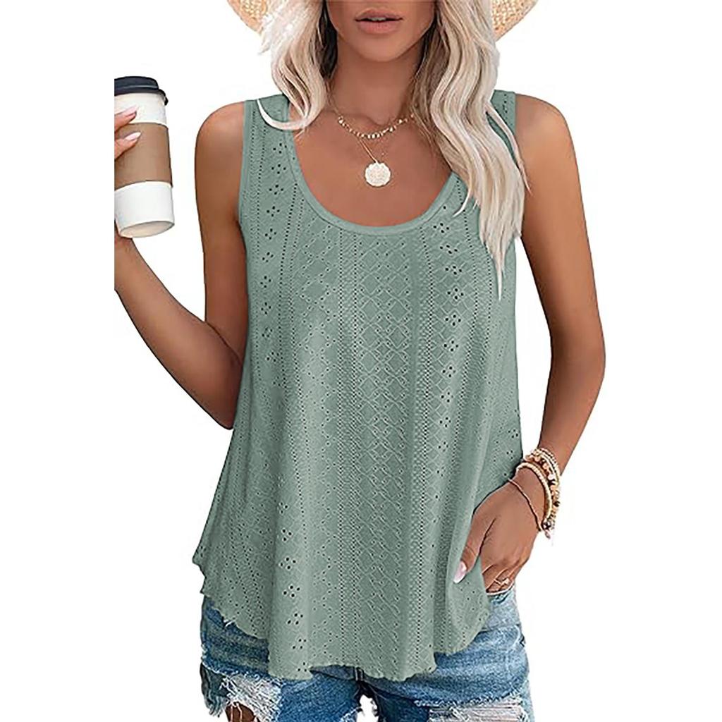 Женская футболка без рукавов с круглым вырезом, свободная, однотонная, с вырезом