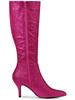 Allegra K Women's Knee-High Boots with Sparkle Glitter Stiletto Heels, Hot Pink, Size 24.0 cm