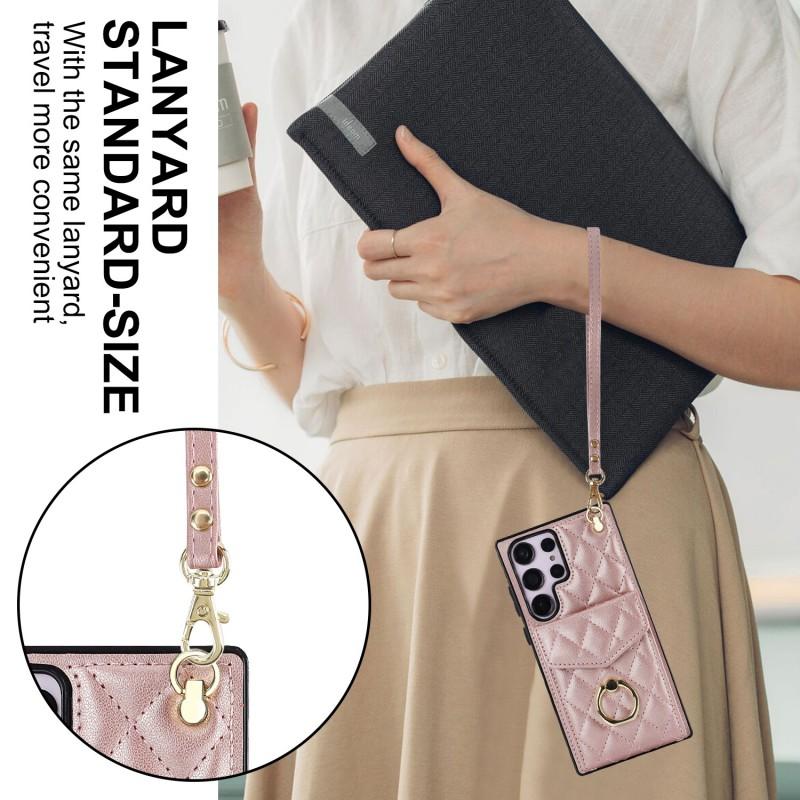 Slim Crossbody Folio Phone Case With Card Slots Ring Stand Galaxy S26 Ultra S24 S23 Note20 A16