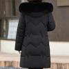Женские зимние пальто среднего возраста с капюшоном и воротником из искусственного меха, свободные элегантные длинные парки больших размеров, толстые теплые женские куртки