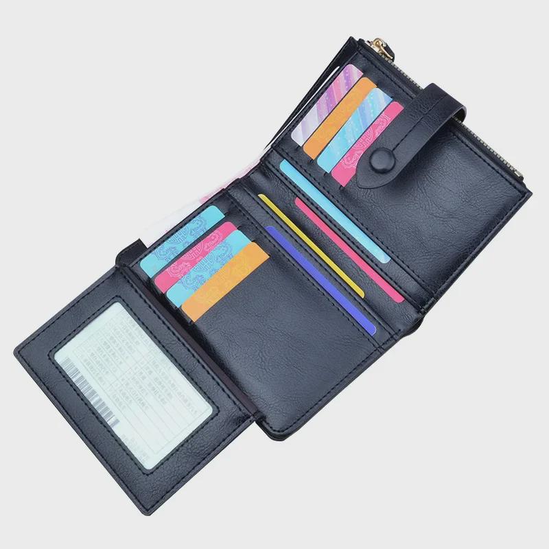 Женский короткий кошелек с отделением для нескольких карт и кошельком для монет на молнии — модный и вмещает водительские права