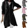 Women's Casual Loose Long-sleeved Zipper Hooded Long Padded Sweatshirt Coat