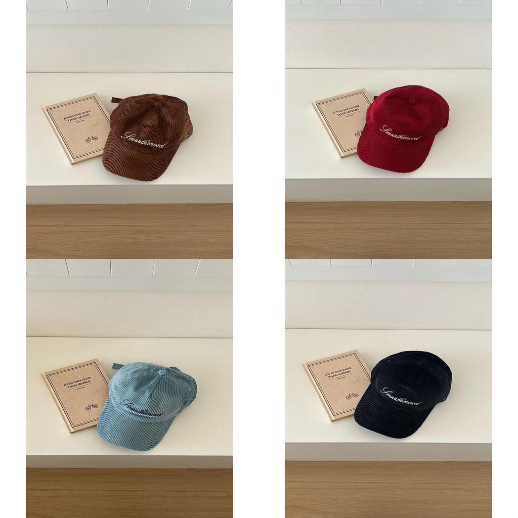 Embroidered Corduroy Baseball Cap With Letter Design For Casual Winter Wear