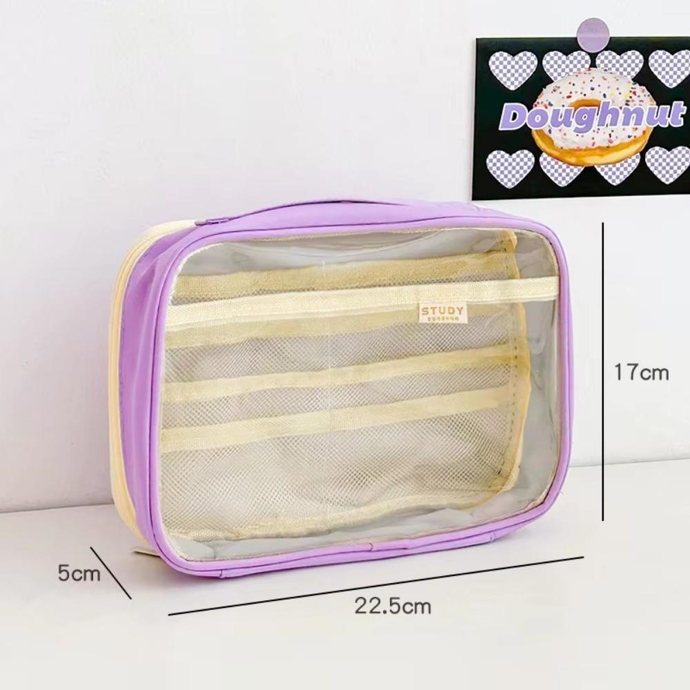 Transparent Storage Bag Multifunction Student Stationery Fashion Pencil Case  Cosmetic Organizer