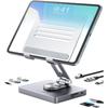 Подставка для iPad BYEASY, Док-станция для ноутбука, USB-C хаб для iPad 8-в-1, Подставка для планшета Type-C с HDMI, 3,5-мм разъемом, LAN, Зарядка 100 Вт PD, 2*USB 3.0, SD/TF