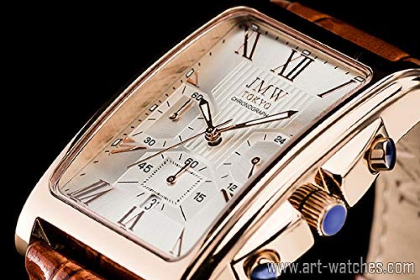 Квадратные часы Серебряные часы из розового золота Квадратные прямоугольные часы с хронографом Ограниченная модель Seiko Quartz Кожаный ремешок Натуральная кожа Бизнес Простые популярные дневные