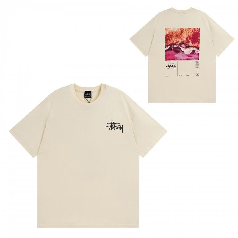 Mens Casual Short Sleeve Cotton T-Shirt With Letter Print Loose Fit Streetwear Style