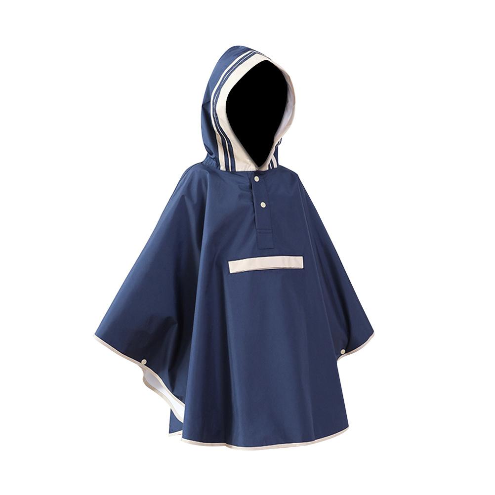 Kids Raincoat Poncho Waterproof Hooded One-Piece Rainwear Dark Blue Lightweight For Outdoor Travel Camping Festival