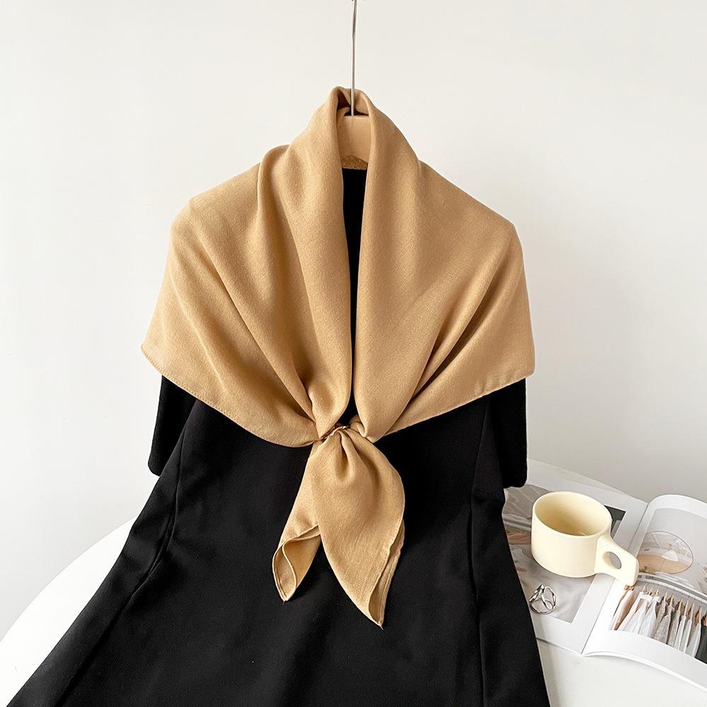 Solid Color Imitation Cotton and Linen Scarf for Women, 90CM Pleated Square Scarf, Headscarf Scarf