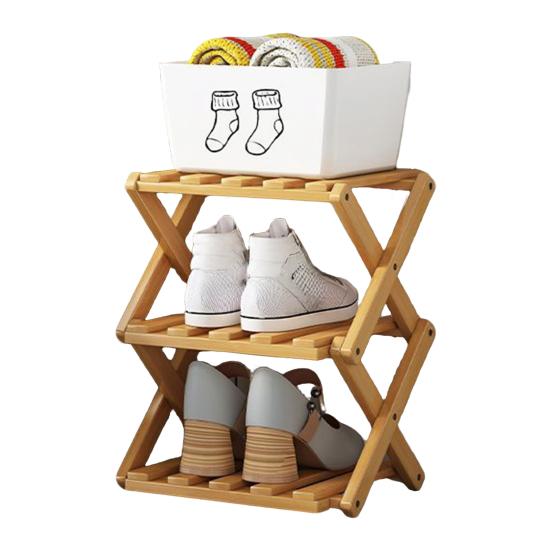 Многоуровневая складная бамбуковая полка для обуви без сборки, узкая, экономичная, для прихожей, кладовки, общежития