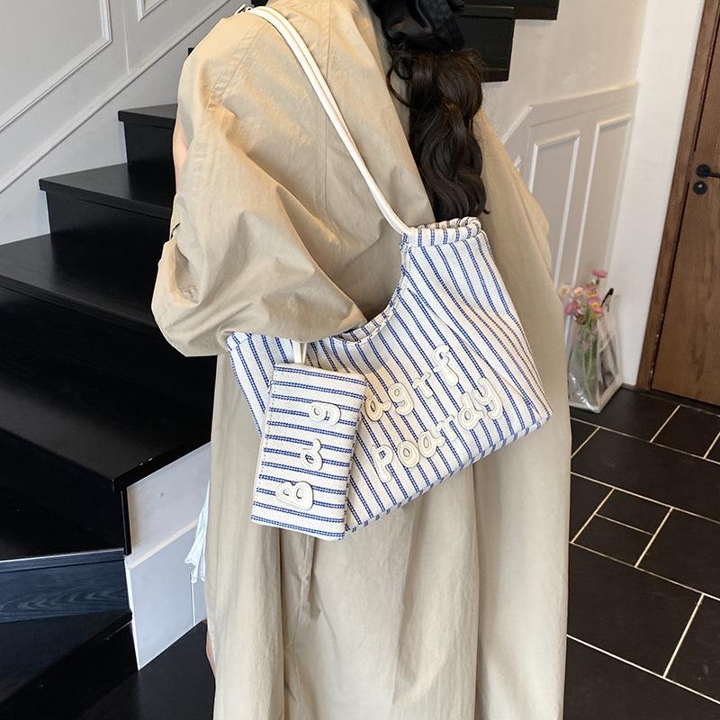 Сумки Женская Новая Модная Мода Полосатая Классная Сумка-Мессенджер для Поездок Большой Вместимости Сумка-Тоут