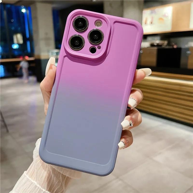 Модный силиконовый чехол градиентного цвета для Apple iPhone Samsung Galaxy Xiaomi Redmi Poco Huawei Honor OPPO Realme Мягкий чехол из ТПУ