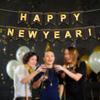 Happy Year Banner Hanging Bunting Porch Sign Paper Flag for Wall Outdoor Holiday