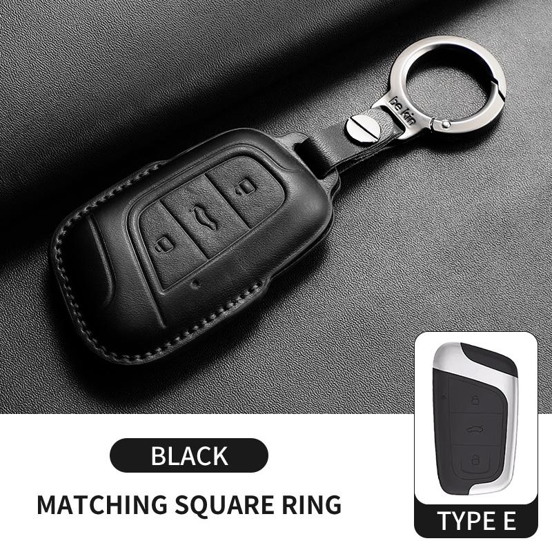 Leather Car Key Case Cover Shell Fob For Chery Eq1 Little Ant Car Remote Smart Keychain Holder Decorative Protecter Accessories