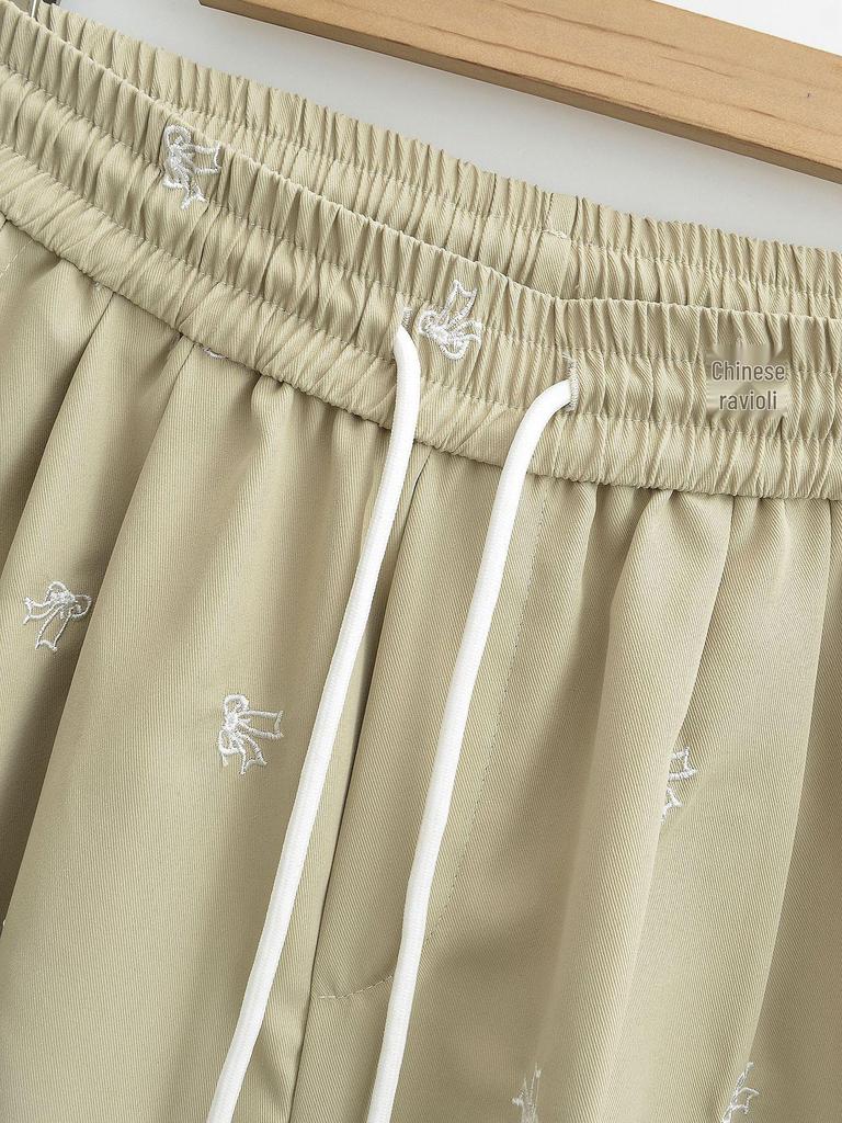 2024 Women's Hot Ins American Butterfly Embroidery Drawstring Parachute Pants