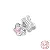 New 925 Sterling Silver Rose Girl Boy Pink Sparkle Spacer Clip Charm Bead Fit Original Fashion Bracelet DIY Jewelry for Women