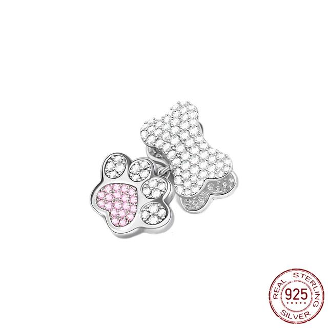New 925 Sterling Silver Rose Girl Boy Pink Sparkle Spacer Clip Charm Bead Fit Original Fashion Bracelet DIY Jewelry for Women