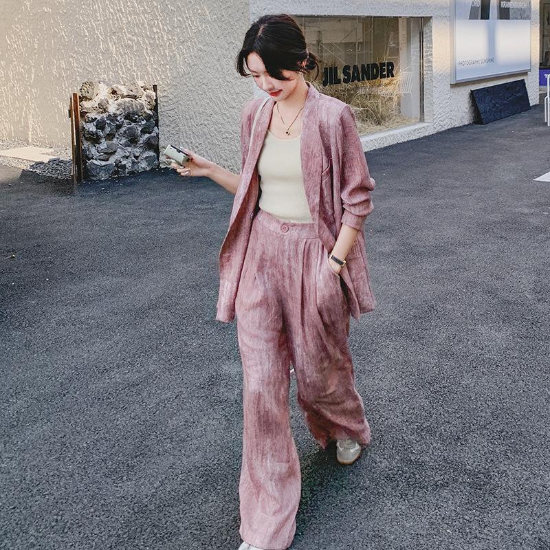 Women's Retro Casual 2024 Spring/Autumn Age-Reducing Wide-Leg Pants Suit