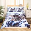 3D Wolf Duvet Cover Set King Size Animals Print Bedding Set Lightweight Wildlife Microfiber Polyester Zipper Snow Forest