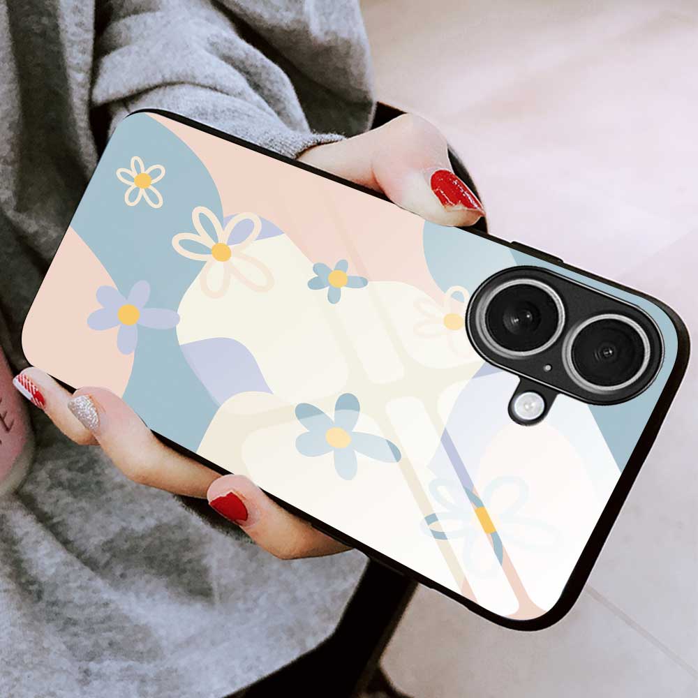 For iPhone 17 Case PC TPU Tempered Glass Pattern Printing Anti Drop Phone Back Cover