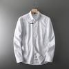 Foreign Trade Original Order Label Cutting Export Original Order Cattle Goods Men Pure Cotton Pure Color Stripes Stand Collar Casual Long Sleeve Shirt