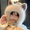 Cute Fox Ears Plush Hat Scarf Integrated Autumn and Winter New Warm Ear Protection Cute Cold Women