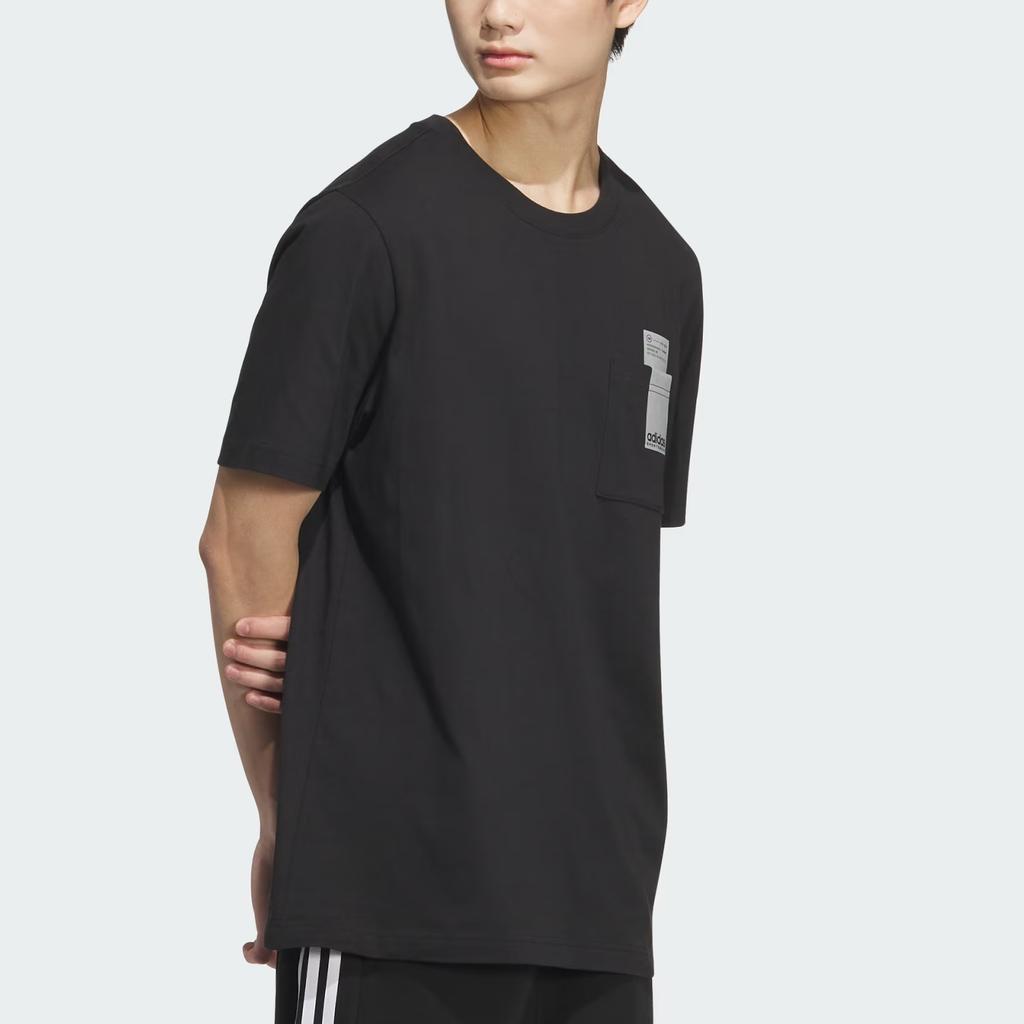 adidas Повседневная футболка с круглым вырезом и коротким рукавом, унисекс, черная JI9081