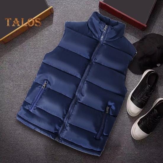 Мужской жилет с воротником-стойкой, безрукавка, пальто с карманами, застежка-молния, теплый, удобный пуховый жилет