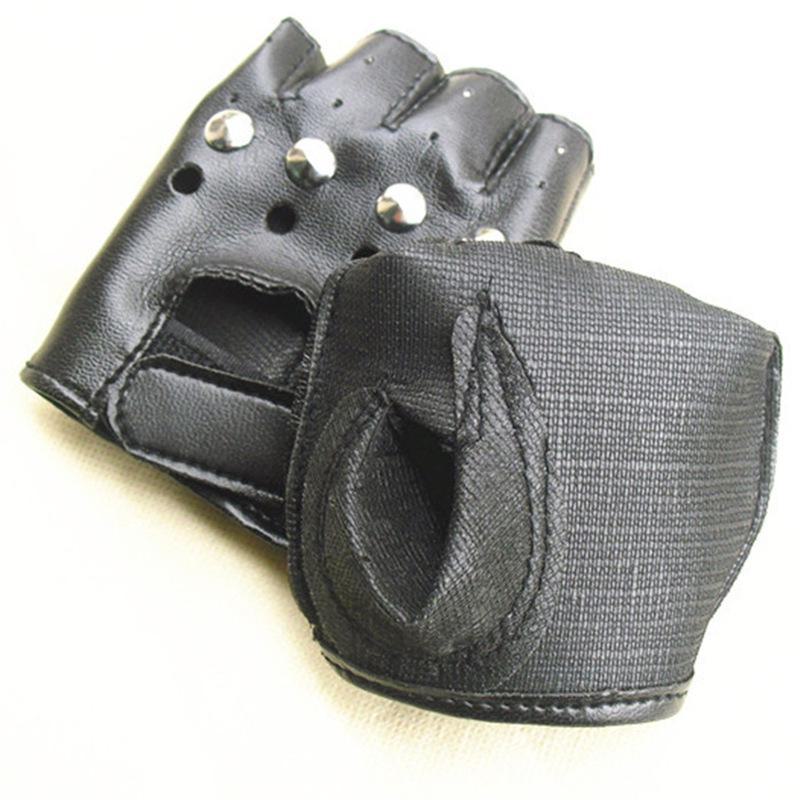 Children's White Fingerless Leather Gloves - Half Finger, Toddler Stage Performance and Dance Gloves