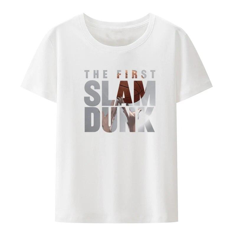 Футболка унисекс Y2k, футболка из чистого хлопка с короткими рукавами SLAMDUNK с буквенным принтом, дышащая, удобная и минималистичная