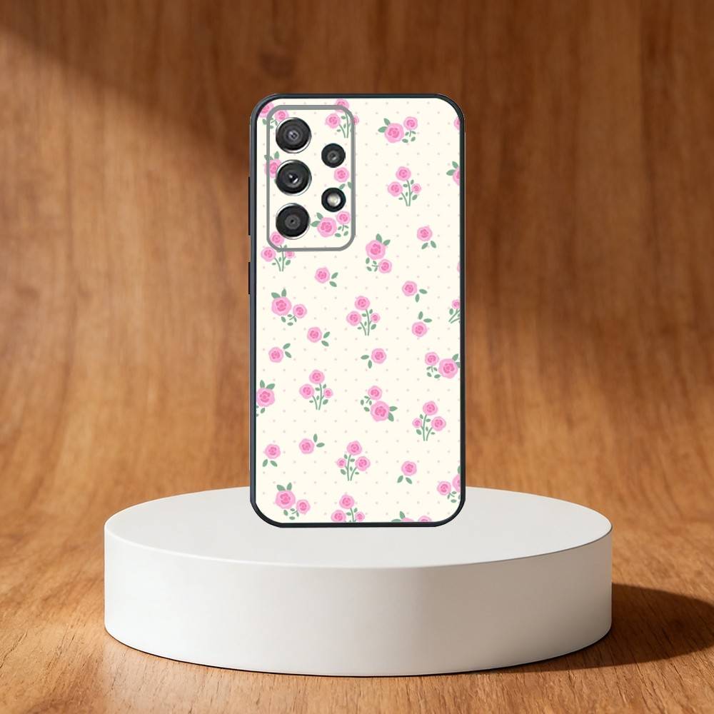 Чехол для телефона с мелким цветочным принтом для Samsung S25, S24, S21, S22, S23, S30, Ultra, S20, Plus, Fe, Note, 10, 9, 5G Черный чехол