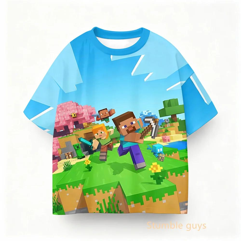 Roblox Детская летняя игра Повседневная футболка Одежда для мальчиков Девочки Аниме Топы