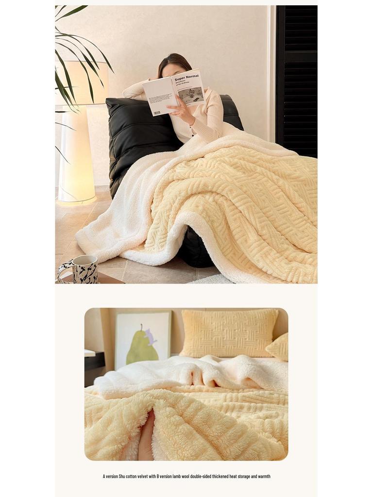 Tavalon Double-Layer Lamb's Wool Carved Blanket - Multifunctional Leisure Nap Cover