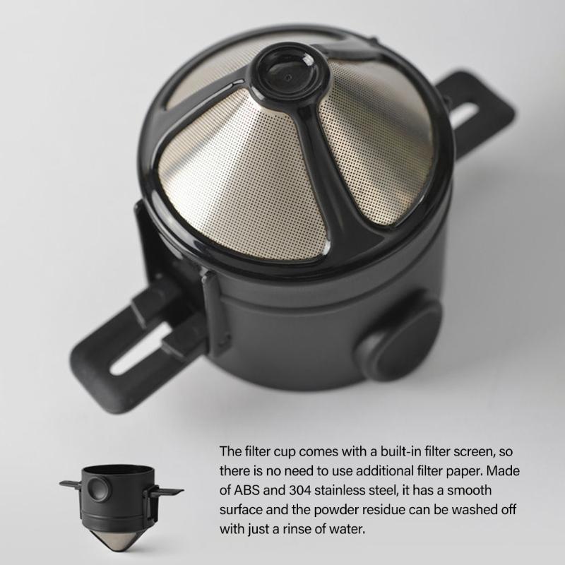 Stainless Steel Coffee Filter Double Layer Design Portable Foldable Dripper for Home Office Travels and Outdoor Brewing